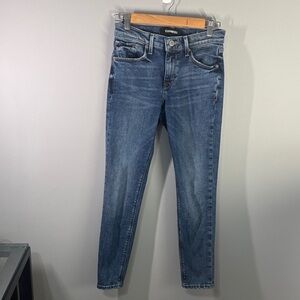 Express Denim Jeans women’s size 0S 0 short blue legging mid rise stretch